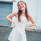 boho woven square neck spaghetti strap flare dress
