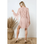 Boho Lace Contrast Mix Fringe Sleeve Tunic