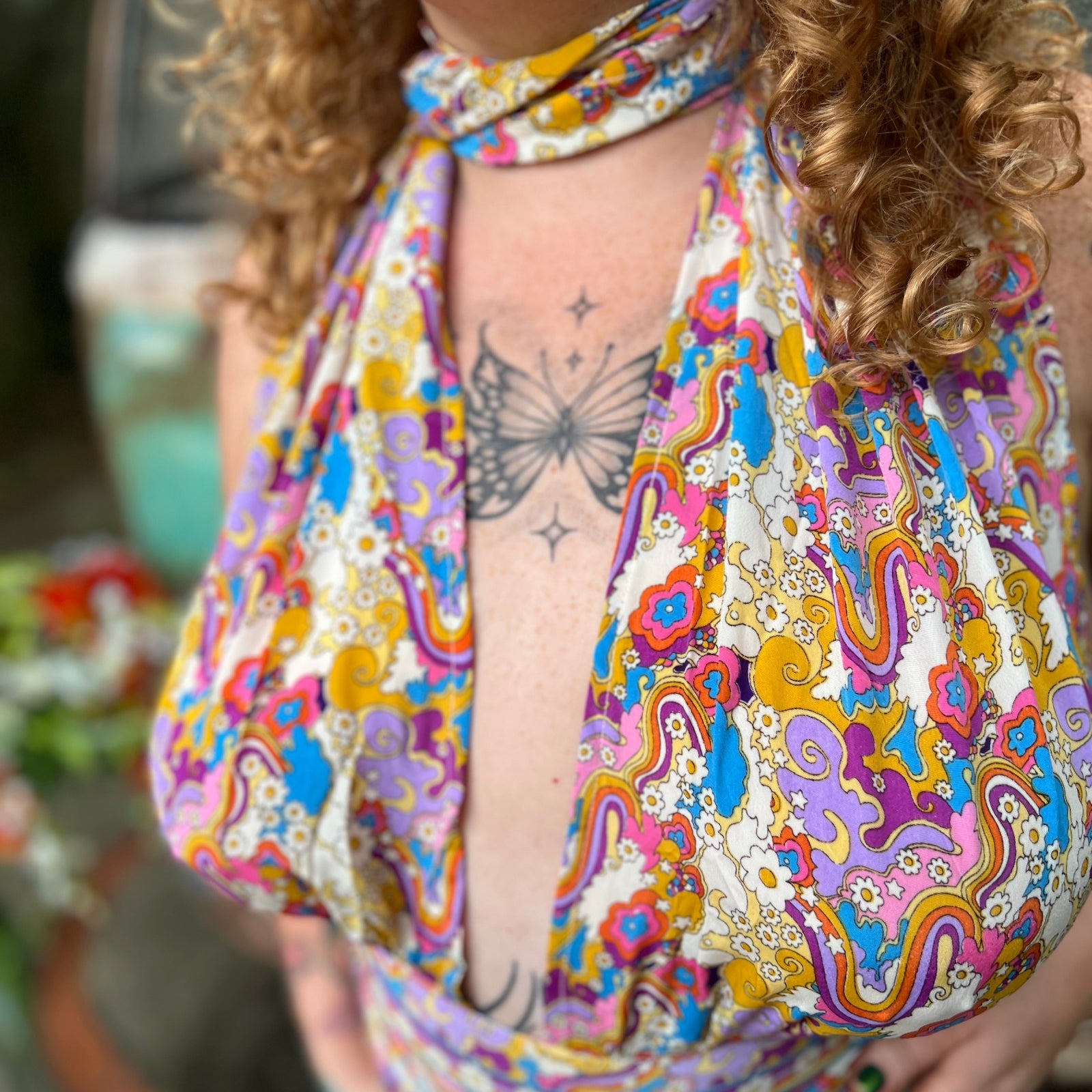 Detailed shot of silk and viscose rainbow fabric