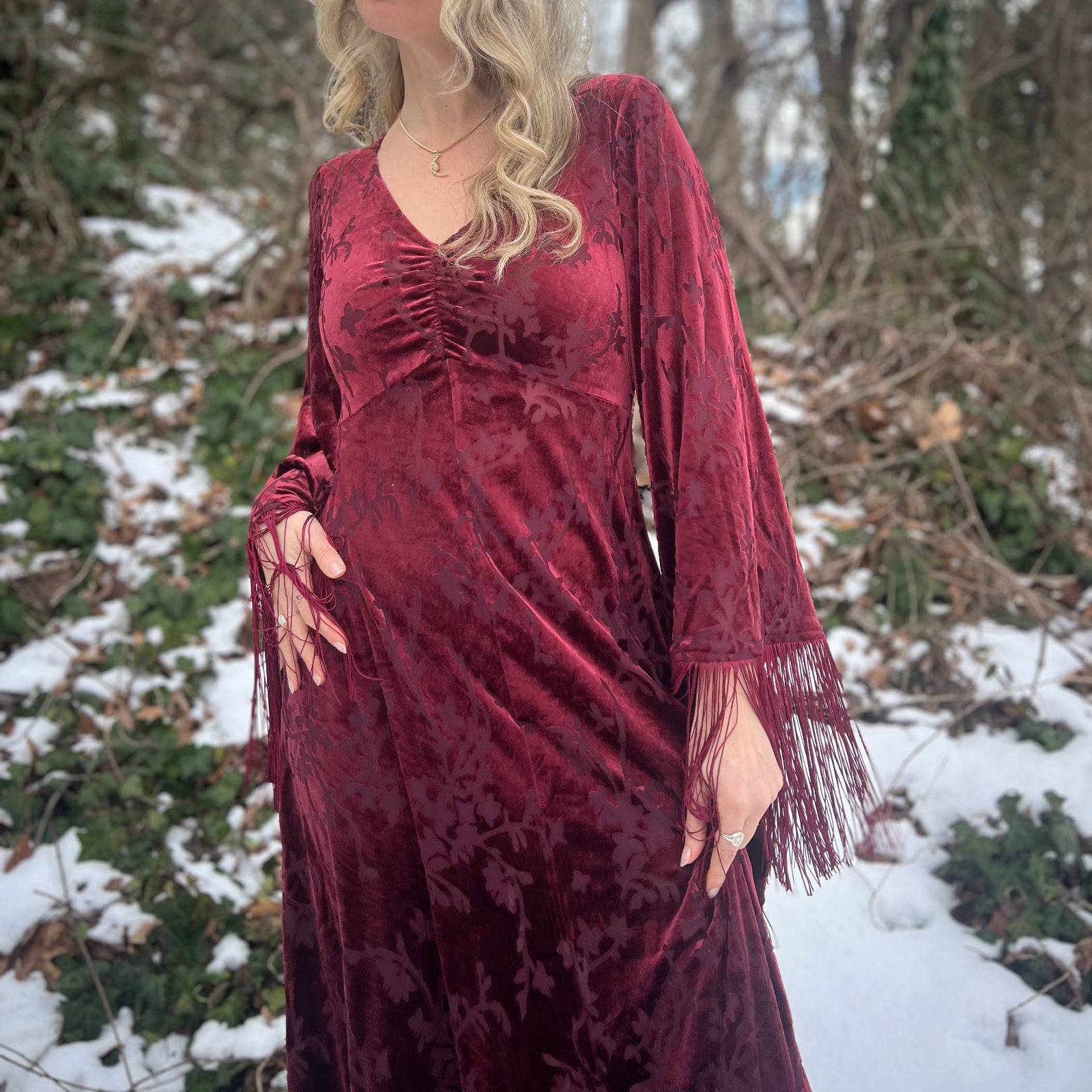 Raspberry Red Velvet 1970s Stevie Maxi Dress XL Raspberry Red Velvet 1970s Stevie Maxi Dress XL