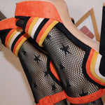 Halloween striped pumps with candy corn color blocks