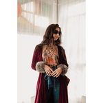 Jennafer Grace Burgundy Velvet Faux Fur Jacket