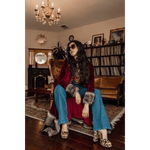 Jennafer Grace Burgundy Velvet Faux Fur Jacket - Small