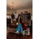 Jennafer Grace Burgundy Velvet Faux Fur Jacket