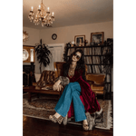 Jennafer Grace Burgundy Velvet Faux Fur Jacket