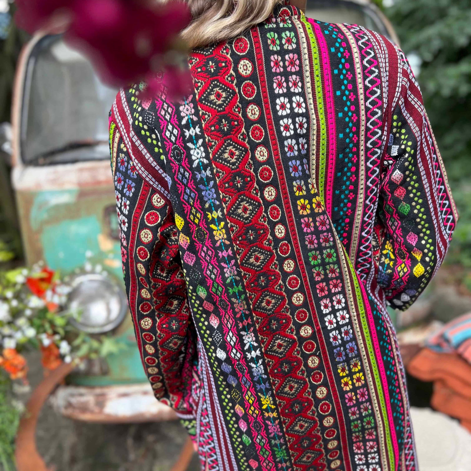 Oversized handmade boho trench coat unisex layering piece