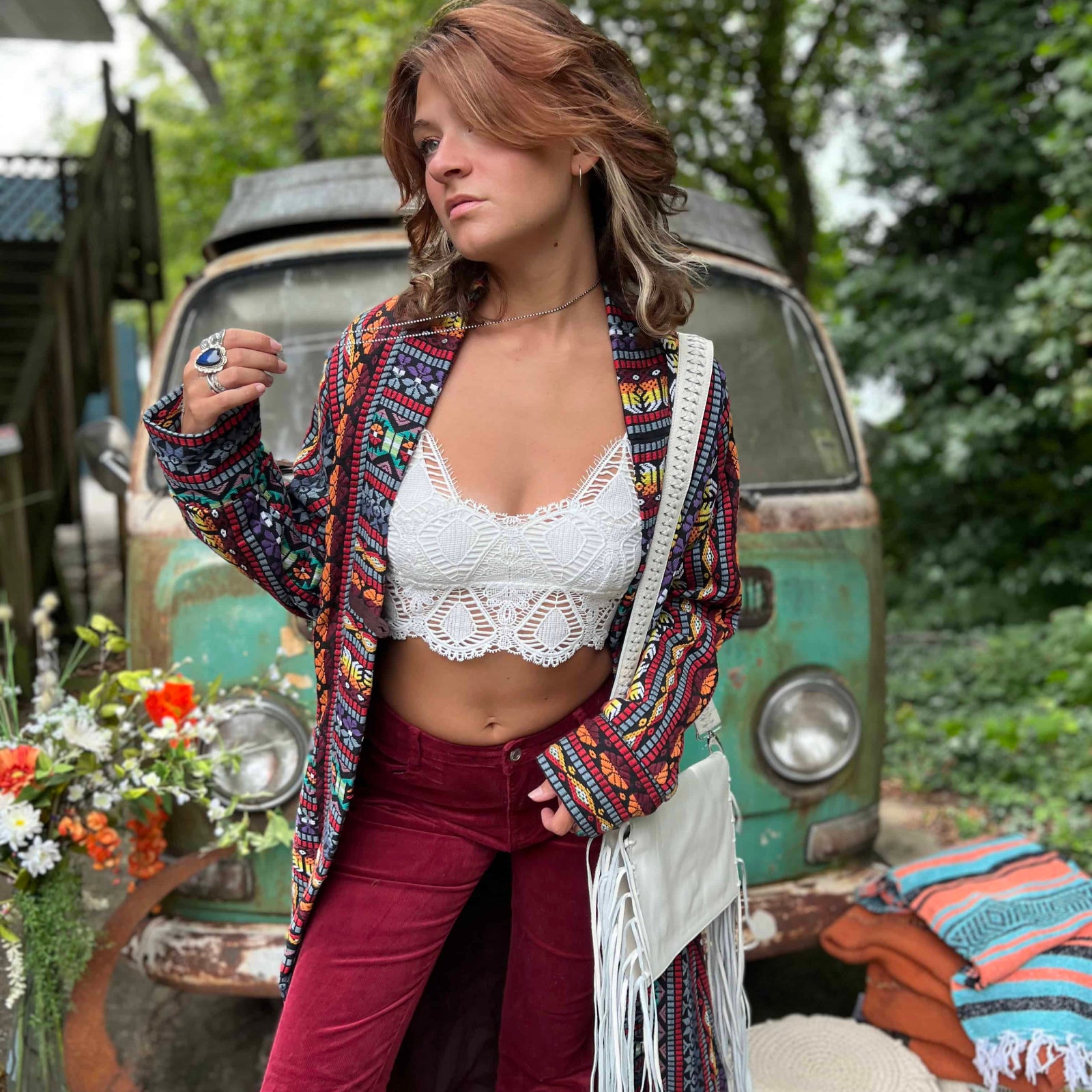 Unisex long festival coat in bohemian outerwear fashion