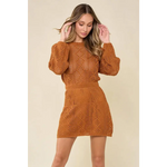 Crochet Sweater Dress - Camel - Small