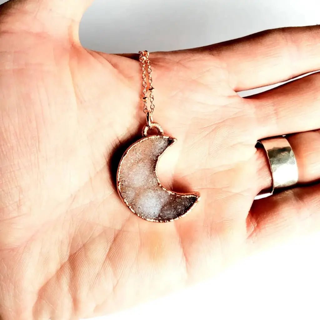 Druzy Crescent Moon Necklace