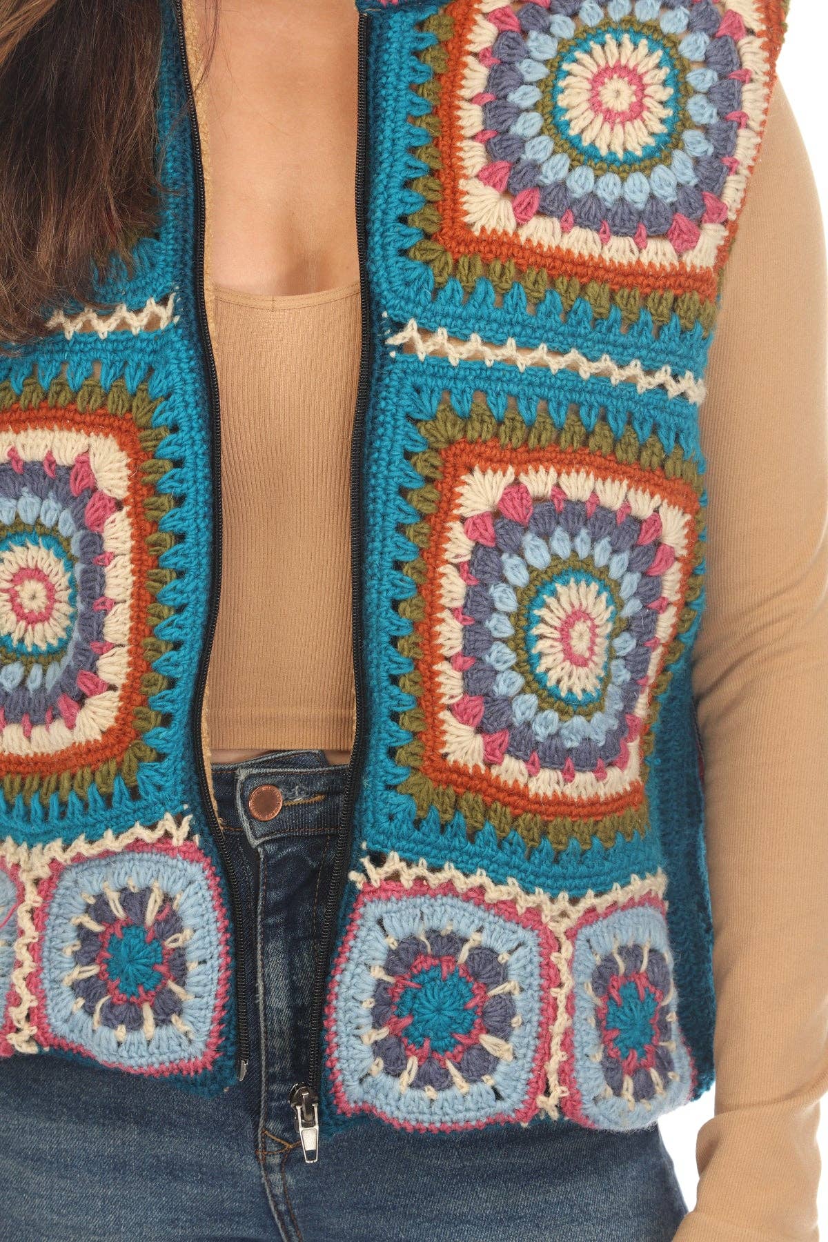 Crochet Mandala Fleece Lined Vest