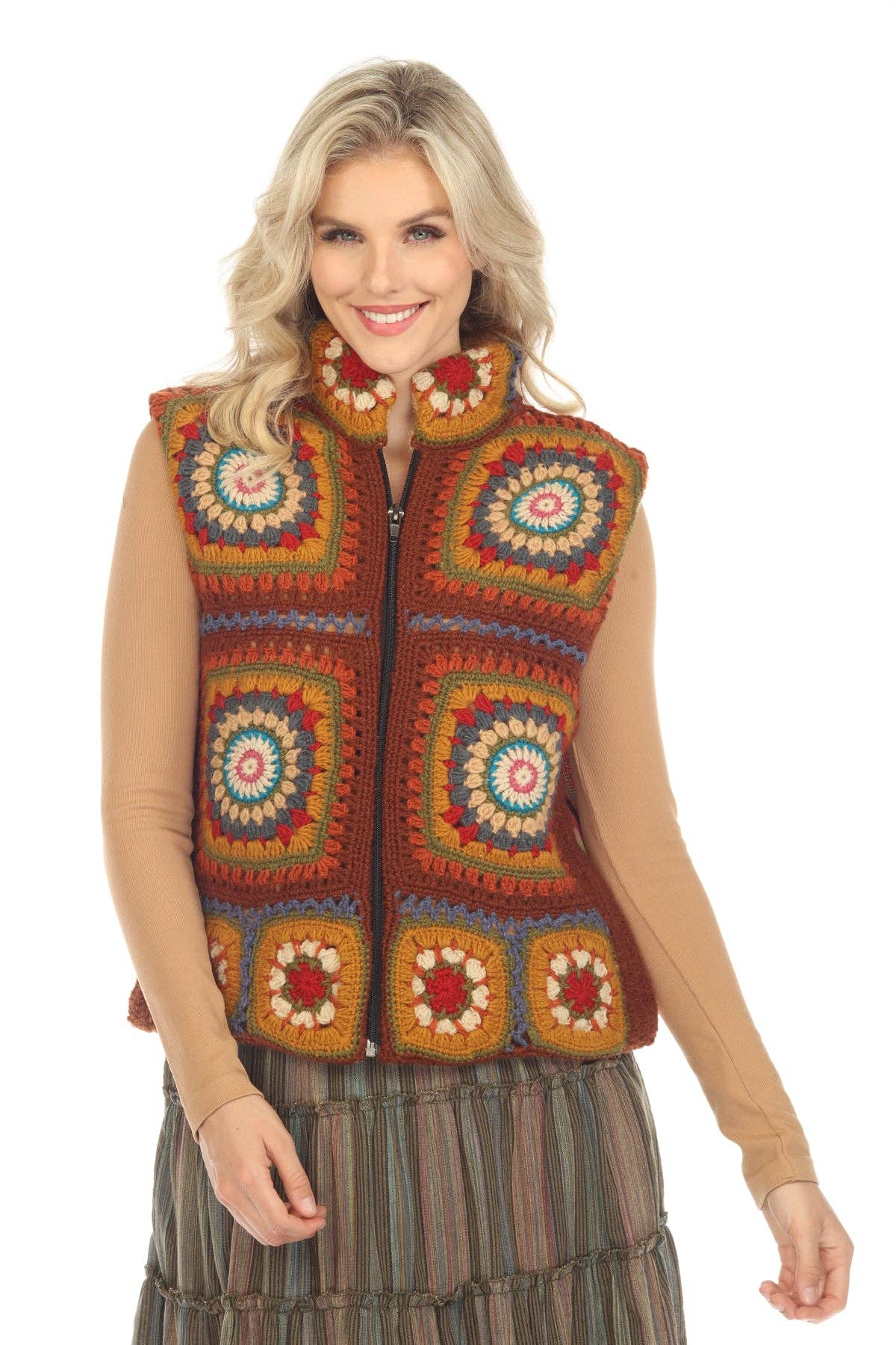 Crochet Mandala Fleece Lined Vest