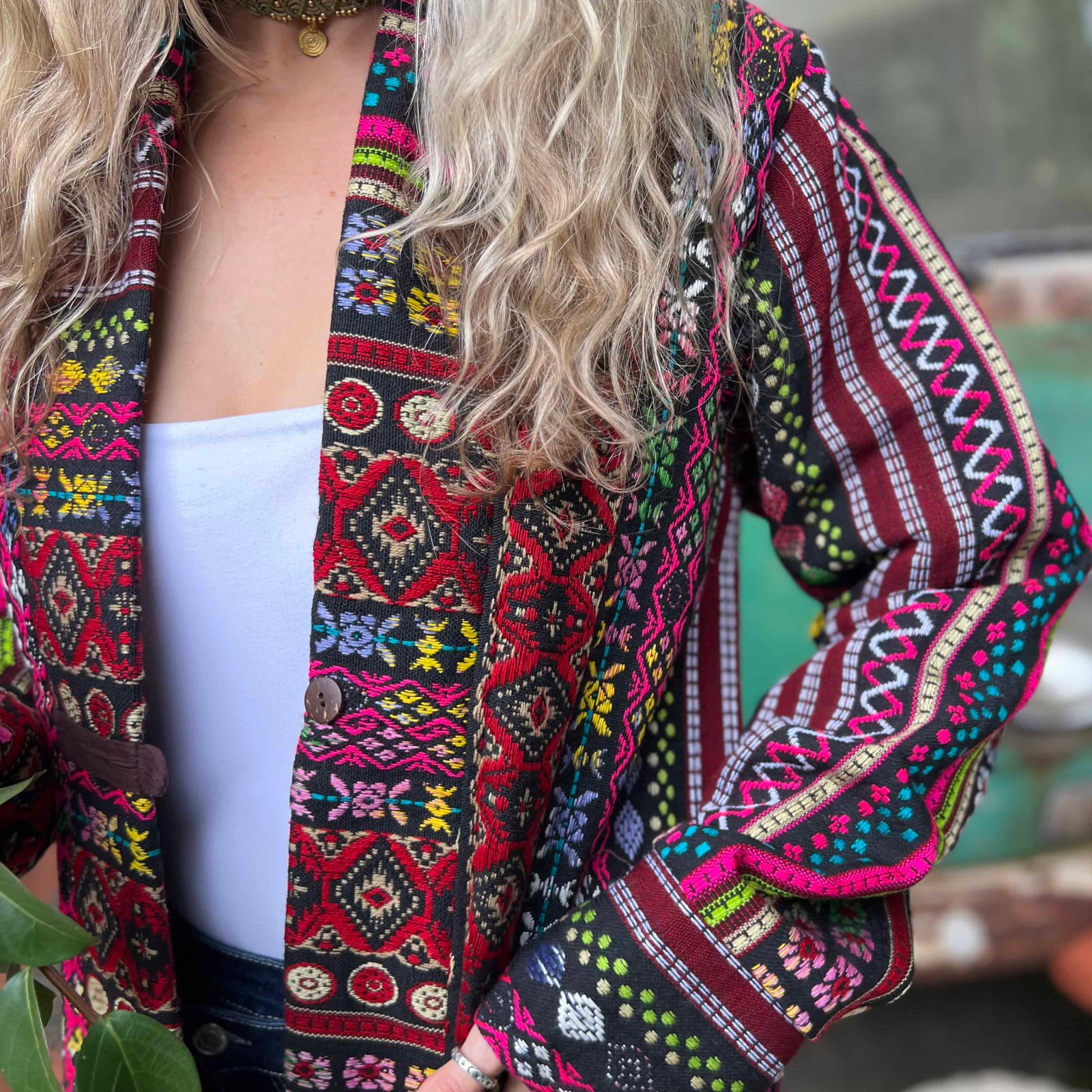 Oversized boho unisex trench coat styled in streetwear look