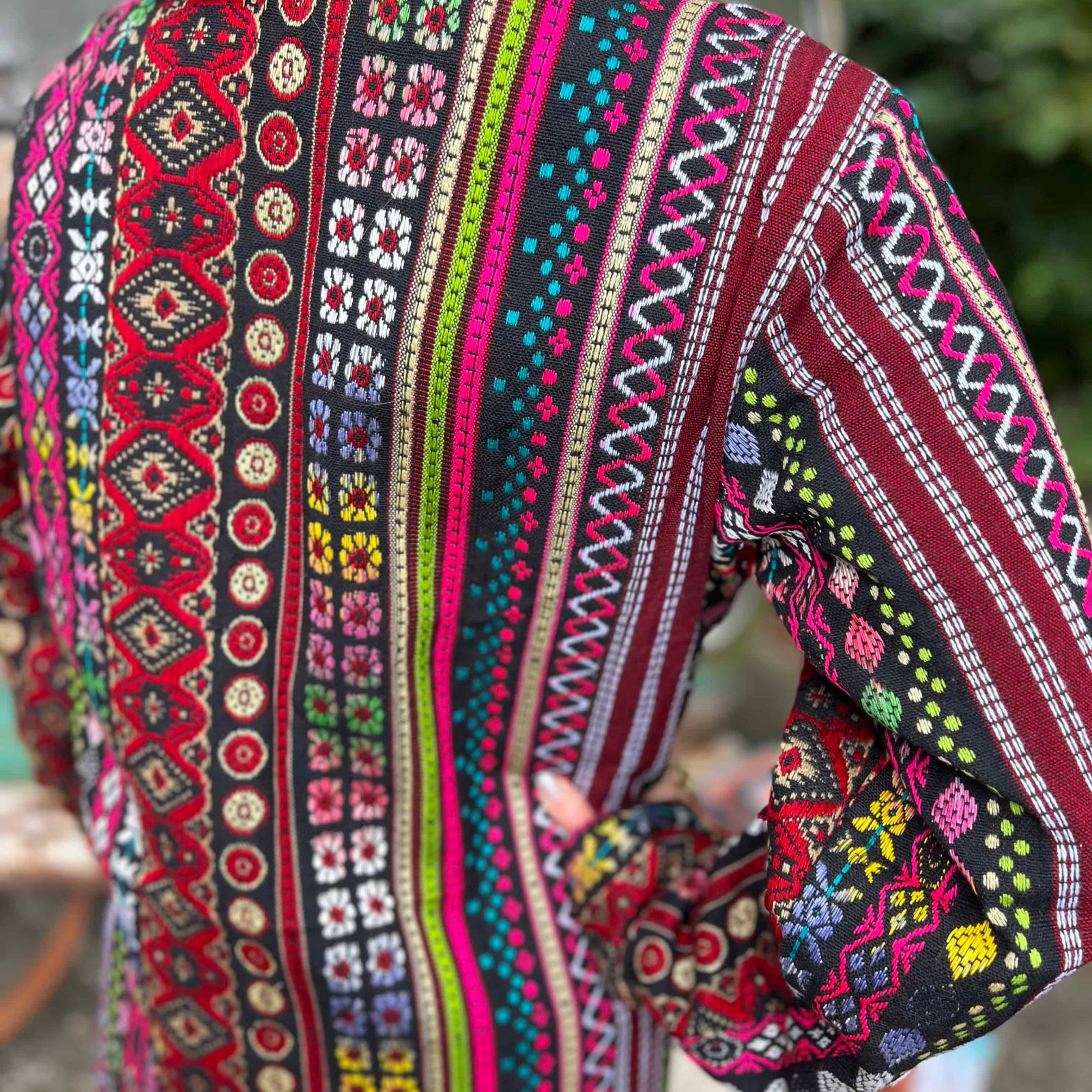 Cotton handmade hippie boho trench coat layered over outfit