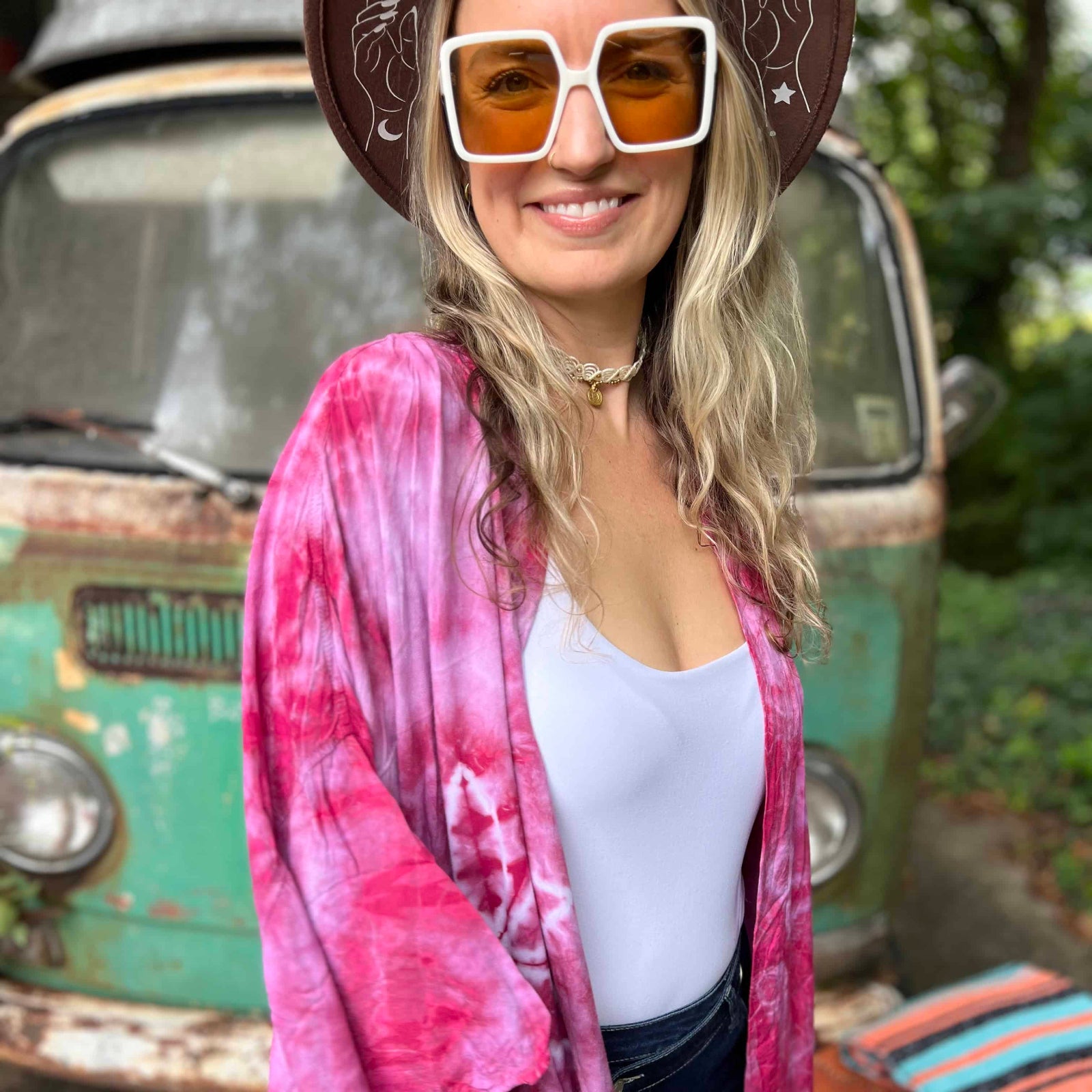 Oversized fit of boho hand-dyed kimono XS–4XL