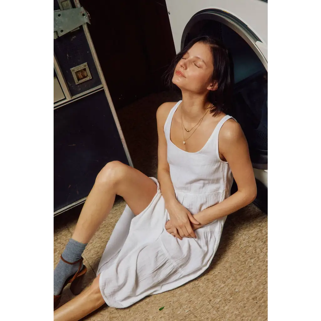 Lightweight Gauze Tiered Midi Dress