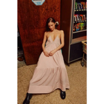 Maxi Dress Lace Trim Cami V-Neck - Small / Chic Peach