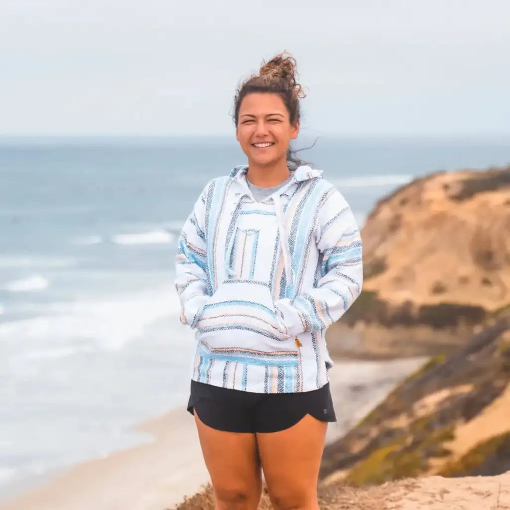 Mexican Poncho ’Baja Hoodie’ - White