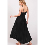 Midi Dress Pleated Camisole in Black & Rust - Dress