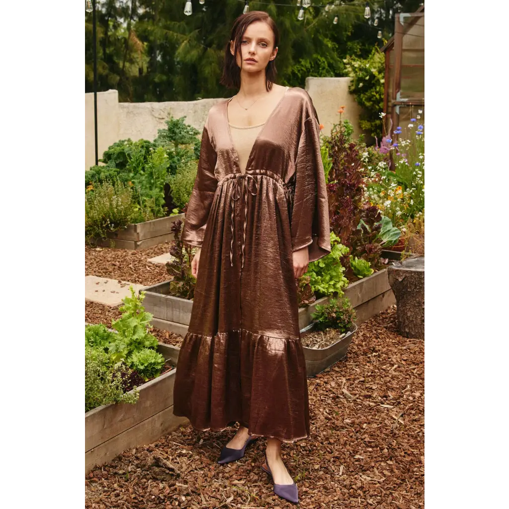 Open Front Satin Effect Kimono The Boho Depot Open Front Satin Effect Kimono The Boho Depot