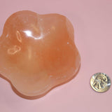 Peach Selenite Flower Bowls 10cm