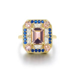 Sapphire Morganite Art Deco Ring