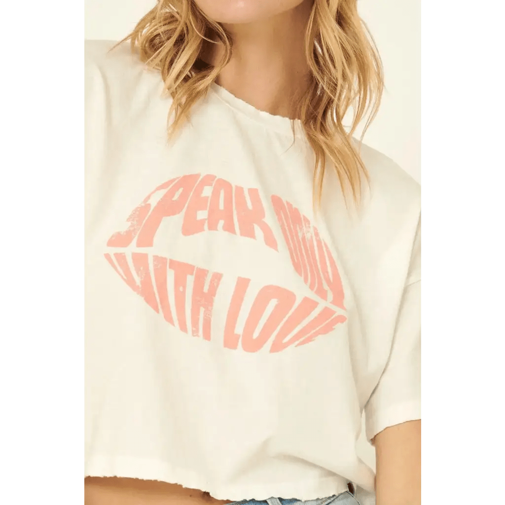 Speak Only with Love Vintage Cropped Graphic Tee