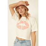 Speak Only with Love Vintage Cropped Graphic Tee - S / Ivory
