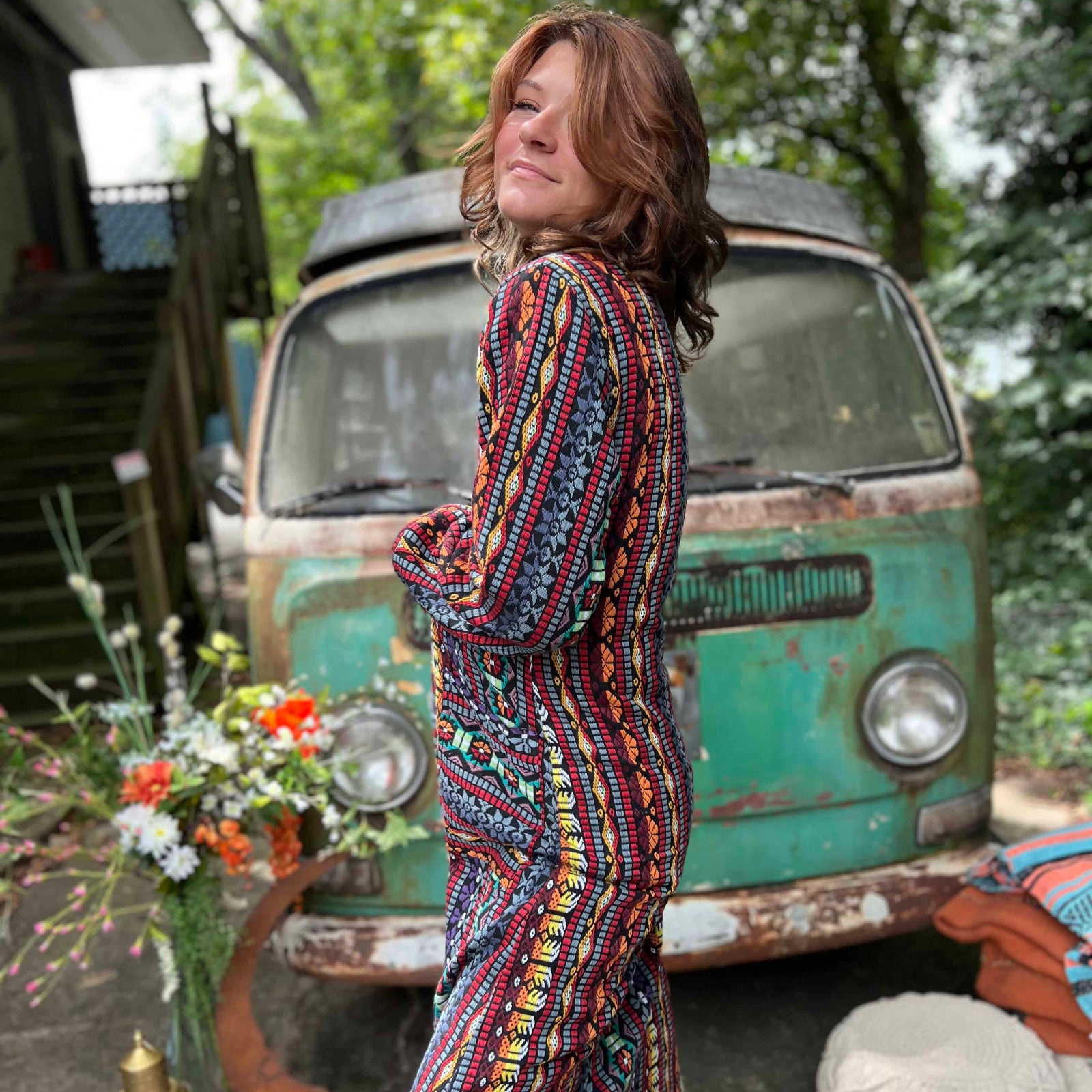 Hippie boho longline unisex trench coat made from cotton