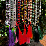 hanging malas with different color tassels