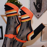 Vintage Halloween shoes for women with peep toe style.