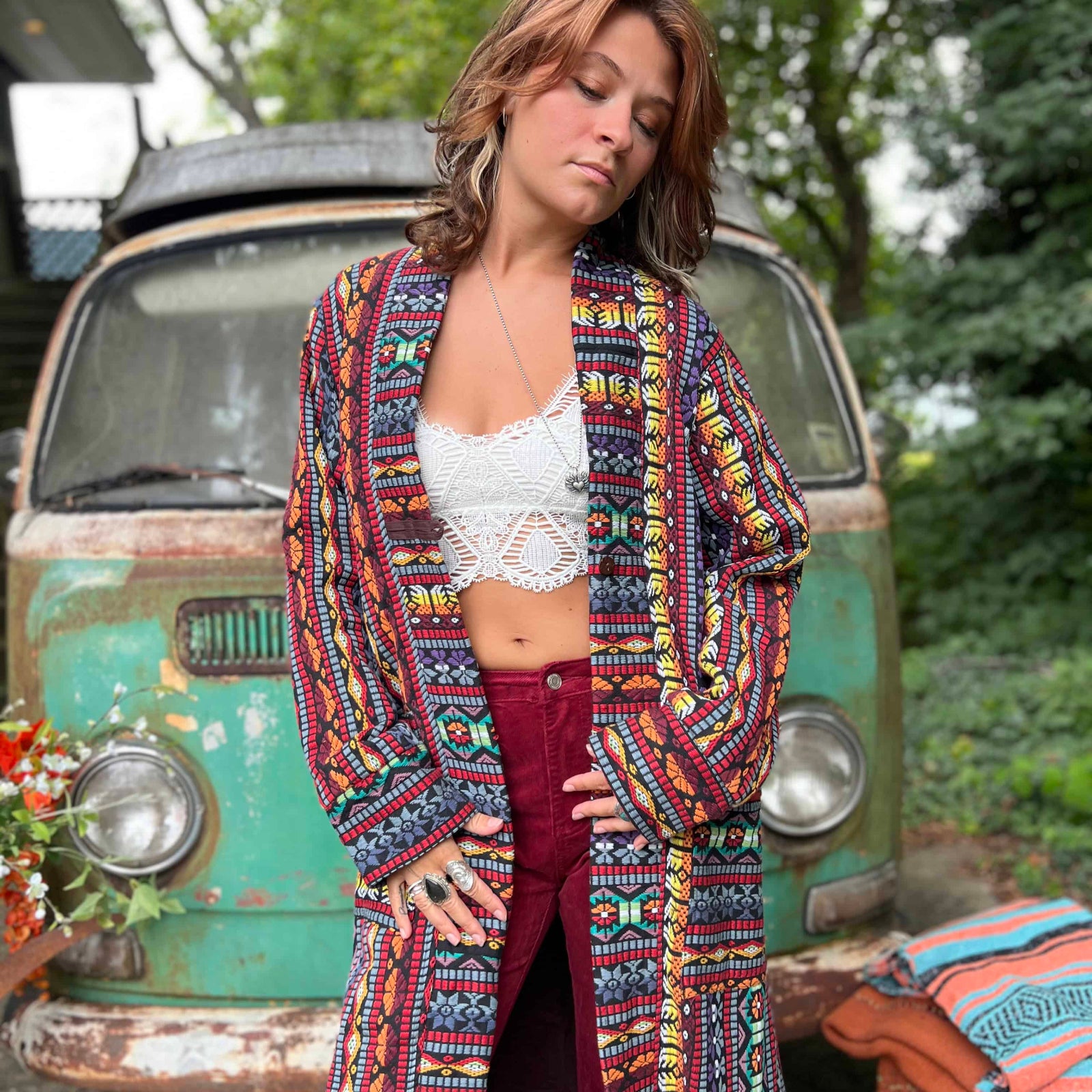 Handmade boho trench coat limited edition unisex design