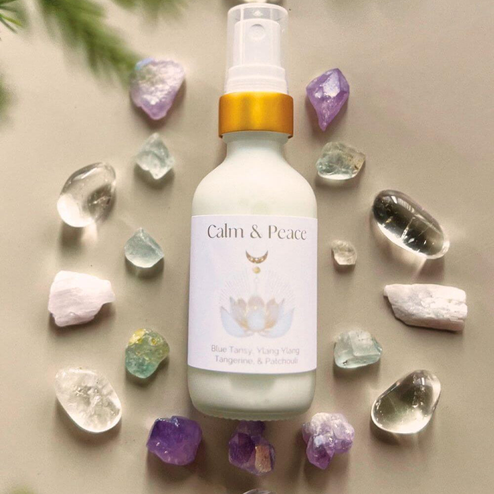 Crystal-infused room sprays and ritual waters for home and personal energy