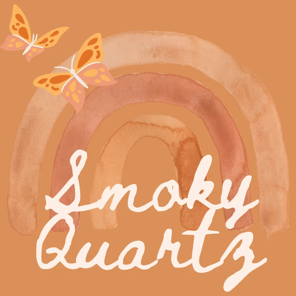 assortment of smoky quartz crystals in various shapes and sizes, showcasing their natural hues and clarity, available at The Boho Depot