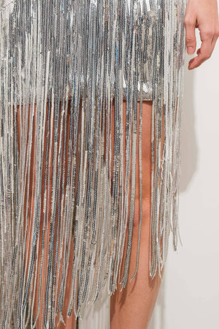 Disco Silver Fringe Mini Dress