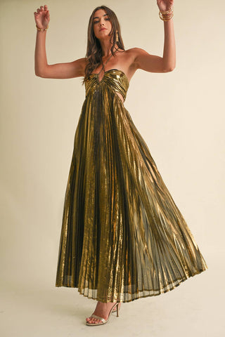 Metallic Gold Maxi Dress