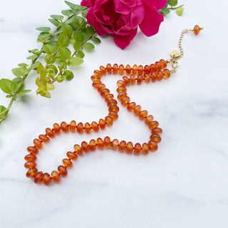 Carnelian 8mm Hand Knotted Beaded Necklace