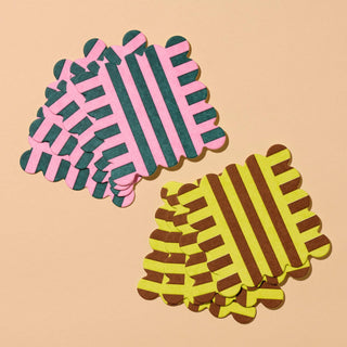 Riviera Scalloped Edge Striped Coasters (8)