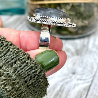 Labradorite Heart Crystal Ring in Sterling Silver Adjustable