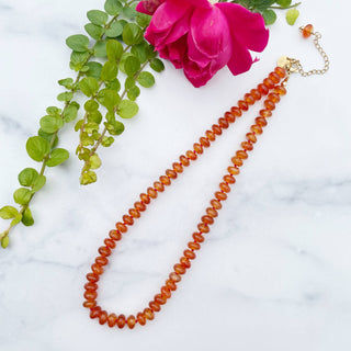 Carnelian 8mm Hand Knotted Beaded Necklace