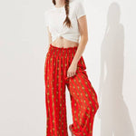High Waist Floral Print Wide Leg Paperbag Pants