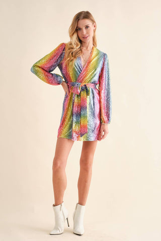 Disco Rainbow Wrap Dress