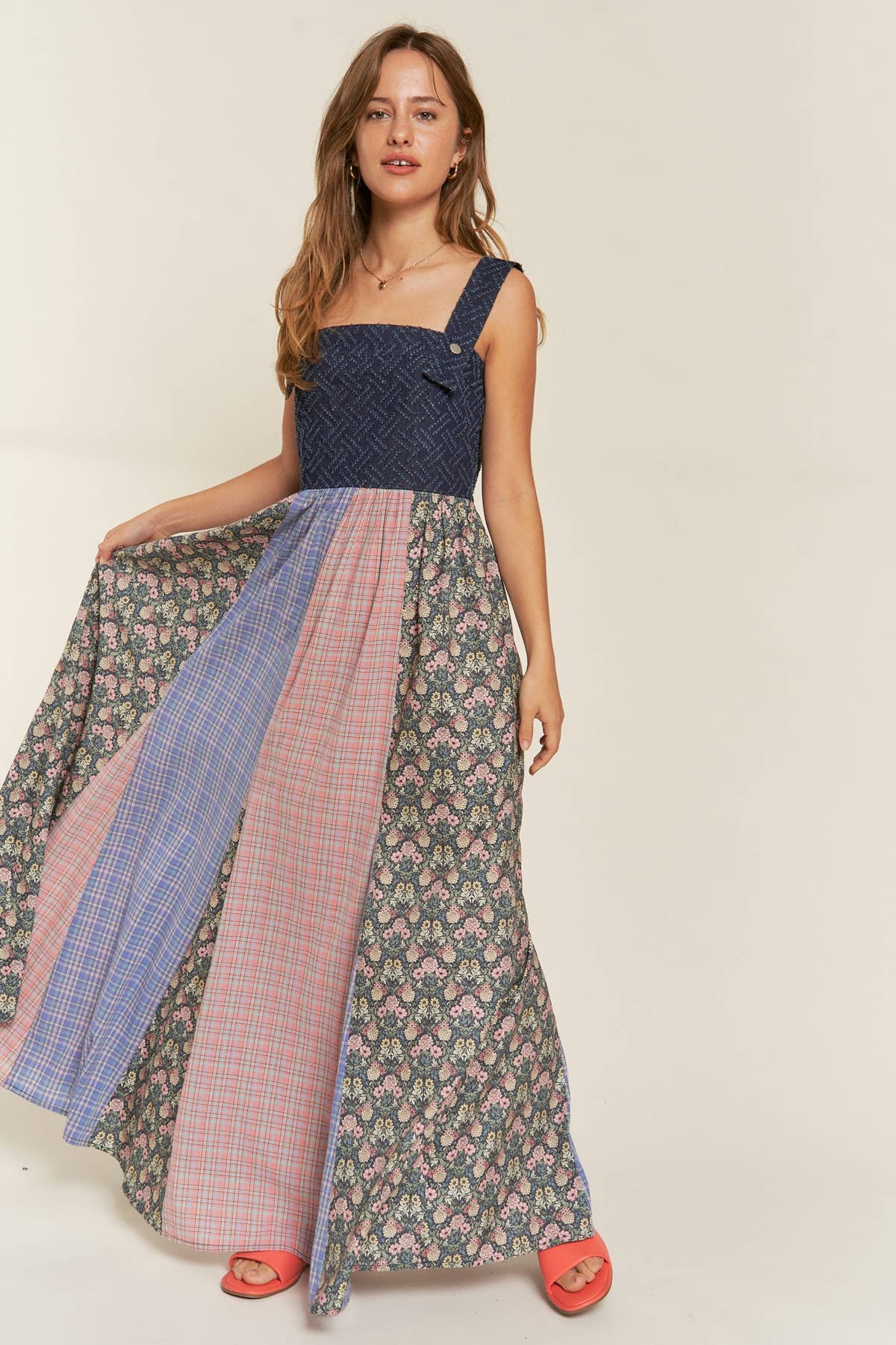 Plus Size Dress Vintage Suspender Maxi