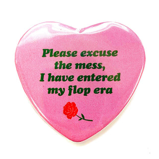 Flop Era Heart Shaped Pinback Button