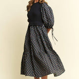 Floral Print Midi Dress - Olive/Navy