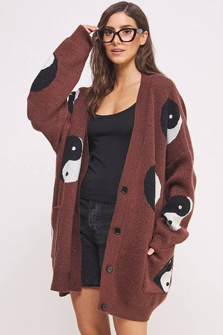 Plus Size Over Sized Yin Yang Cardigan