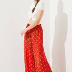 High Waist Floral Print Wide Leg Paperbag Pants