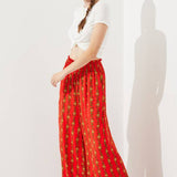 High Waist Floral Print Wide Leg Paperbag Pants