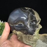 Rare Green & Red Uv Reactive Volcanic Agate Skull