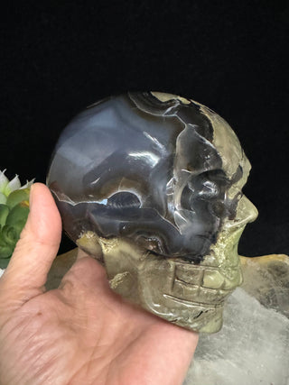 Rare Green & Red Uv Reactive Volcanic Agate Skull