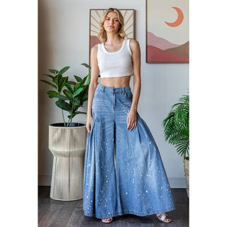 Washed Wide Leg Denim Denim Jeans